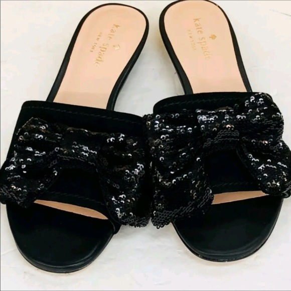 NIB Kate Spade Suede & Sequined Bow Sandals 6 - Picture 5 of 5